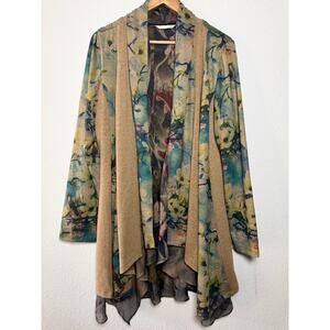 Soft Surroundings Floral Watercolor Open Front Cardigan Jacket XL